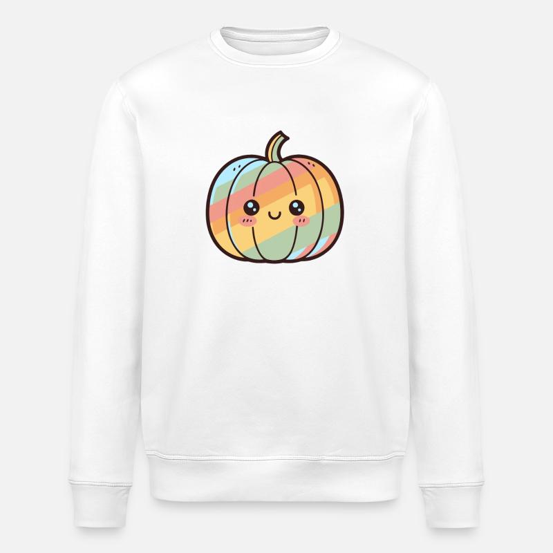 Kawaii Regenbogen Kürbis - Stanley/Stella Unisex Bio-Sweatshirt ROLLER - Weiß