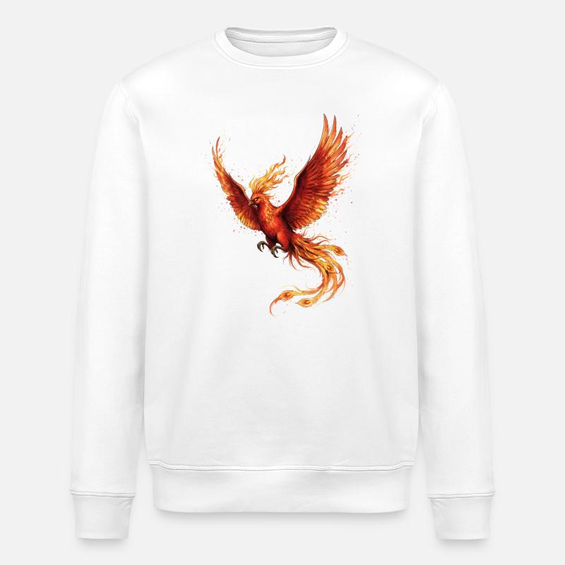 Feuervogel Phönix mit Feuerflügeln - Stanley/Stella Unisex Bio-Sweatshirt ROLLER - Weiß