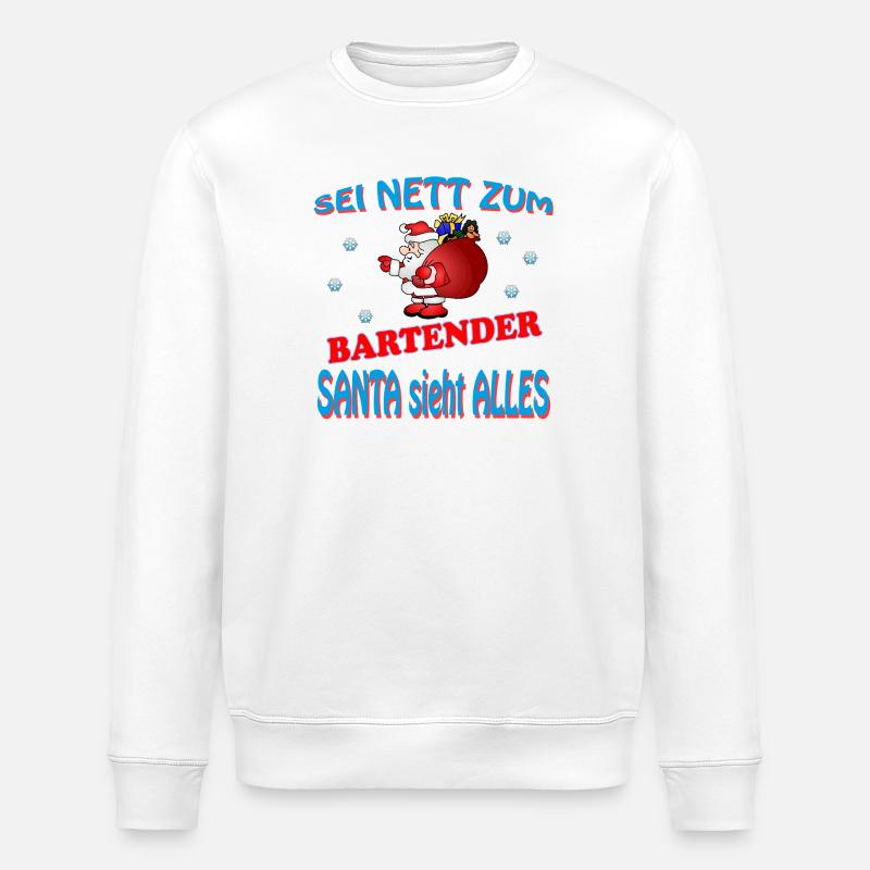 SANTA BARTENDER - Stanley/Stella ROLLER Unisex Organic Sweatshirt - white