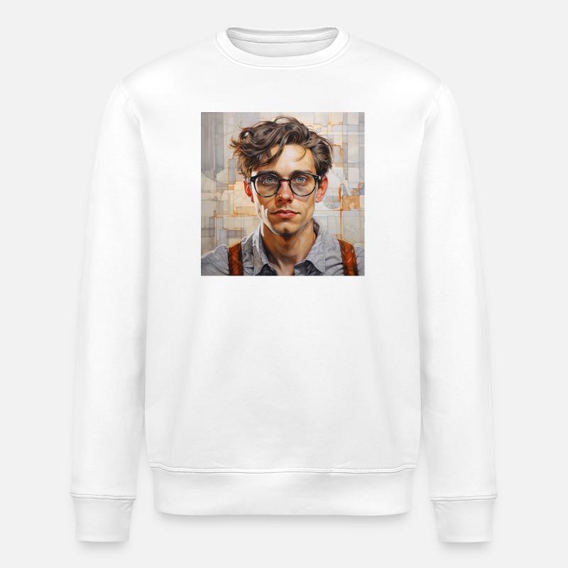 Porträt Brille Geomuster - Stanley/Stella Unisex Bio-Sweatshirt ROLLER - Weiß