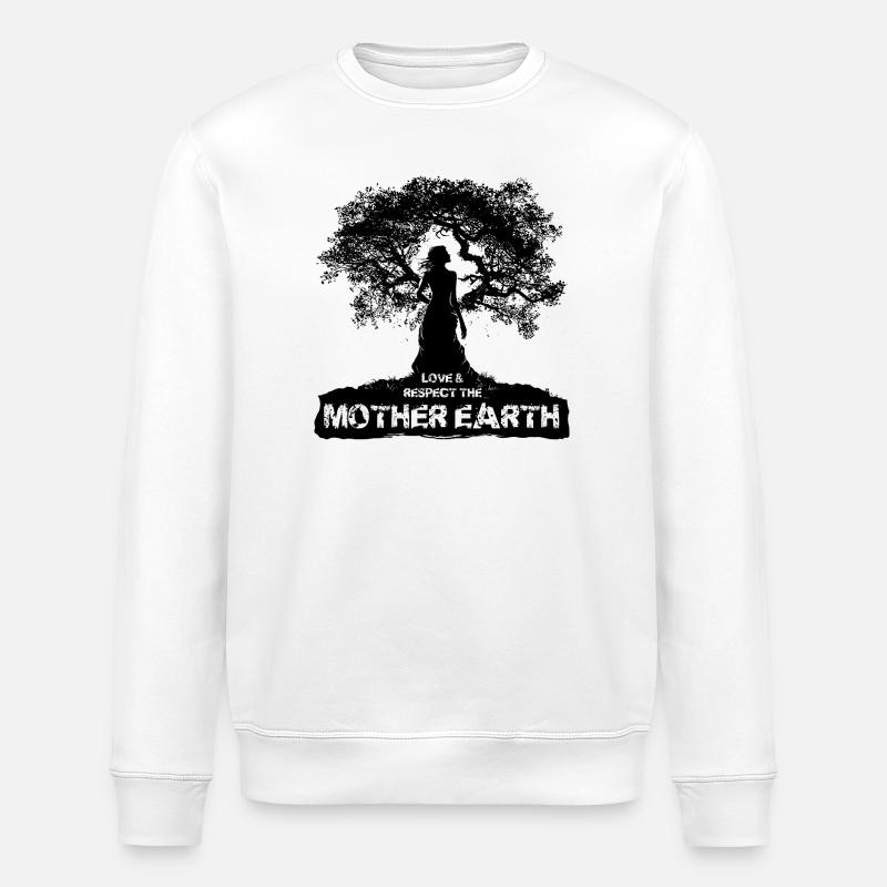 Terre Mère - Design Noir - Sweat bio ROLLER Stanley/Stella Unisexe - blanc