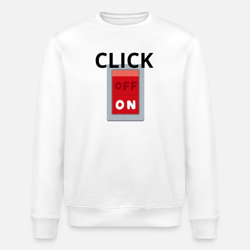 Interrupteur OFF ON Retro Rouge - Click - Sweat bio ROLLER Stanley/Stella Unisexe - blanc
