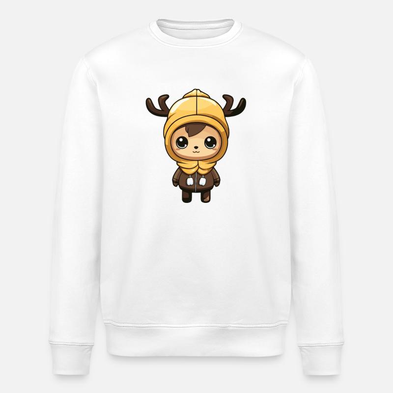Deer Cute Comic Winter - Stanley/Stella ROLLER Unisex Organic Sweatshirt - white