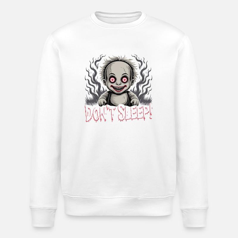 Poupée effrayante Ne dort pas - Sweat bio ROLLER Stanley/Stella Unisexe - blanc