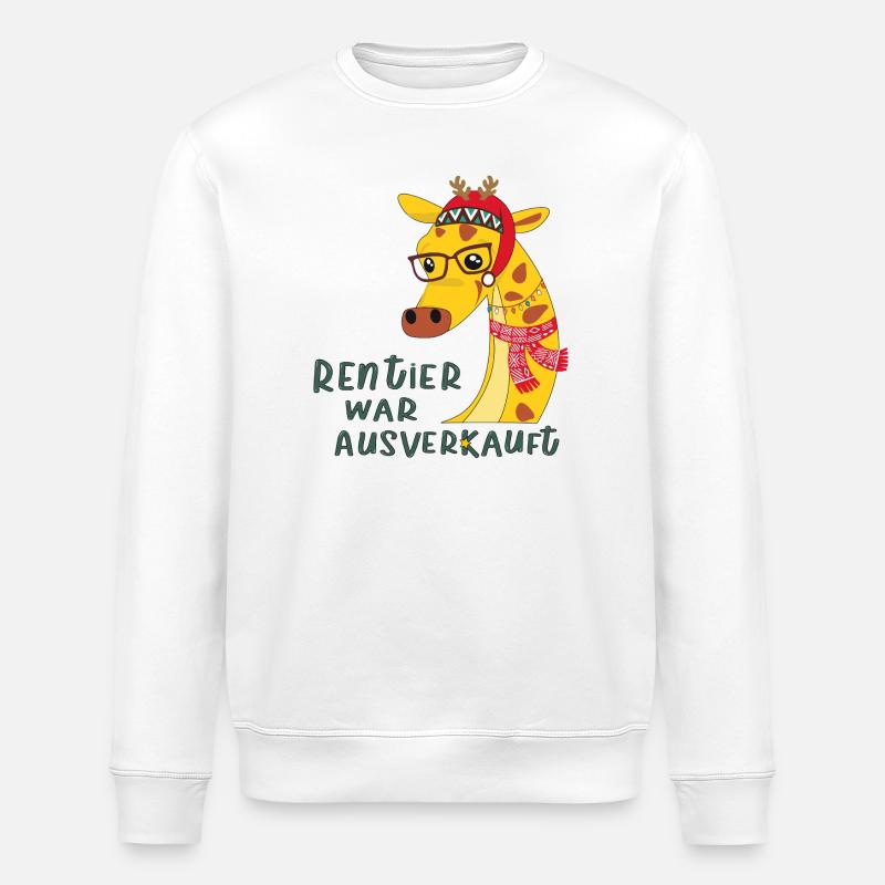 Giraffe mit Brille: Rentier - Stanley/Stella Unisex Bio-Sweatshirt ROLLER - Weiß