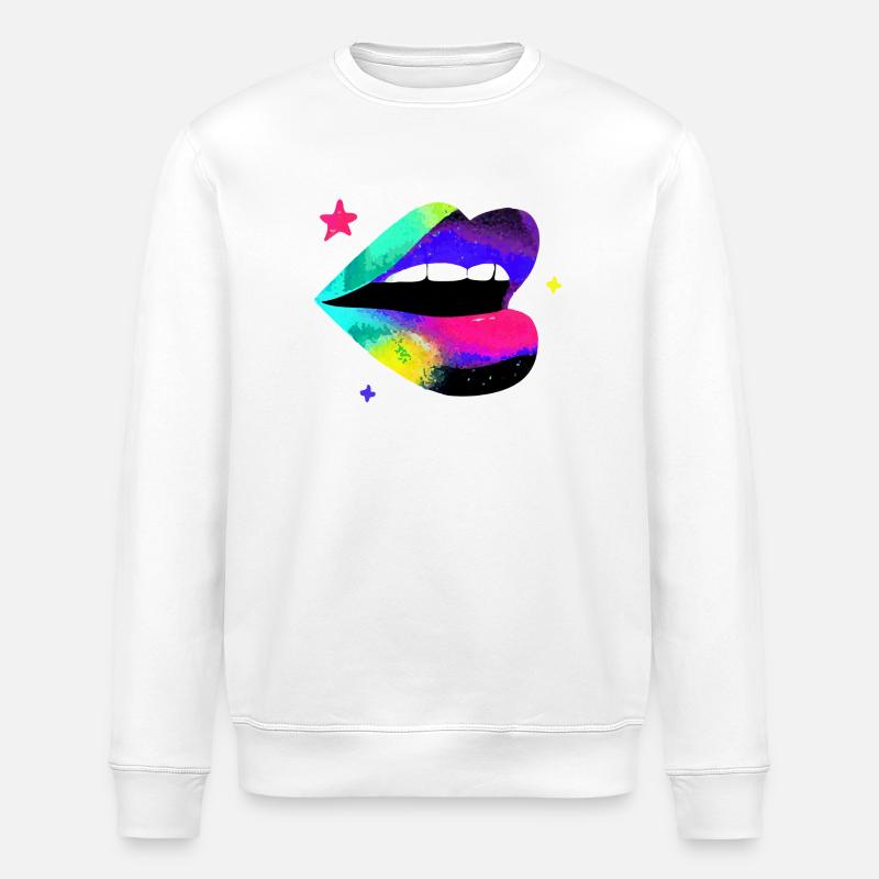 Prismatic Rainbow Lips Pop Art - Stanley/Stella ROLLER Unisex Organic Sweatshirt - white