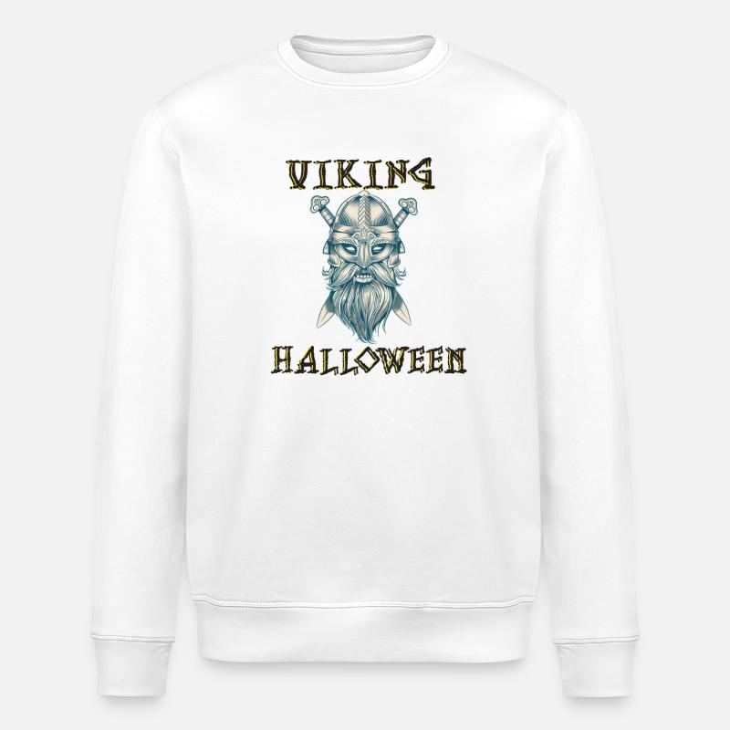 Viking Halloween Skull Design - Stanley/Stella Unisex Bio-Sweatshirt ROLLER - Weiß