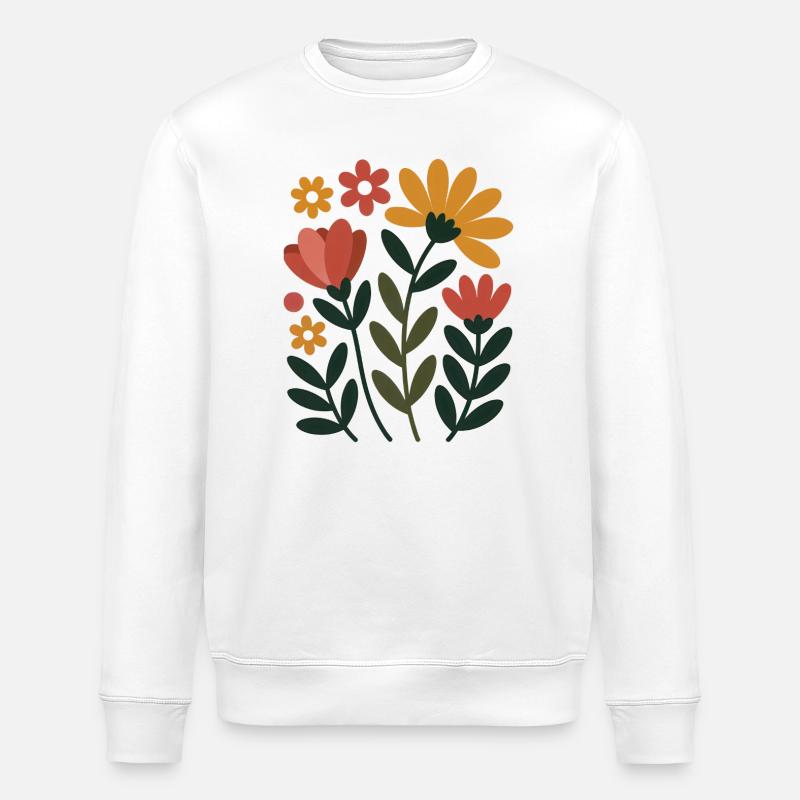 Boho Blumen – Blühende Harmonie - Stanley/Stella Unisex Bio-Sweatshirt ROLLER - Weiß