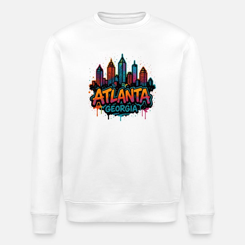 Atlanta Skyline Graffiti - Stanley/Stella ROLLER Unisex Organic Sweatshirt - white