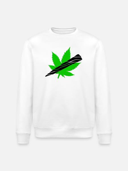 Neon Cannabis Leaf Graphic - Stanley/Stella ROLLER Unisex Organic Sweatshirt - white