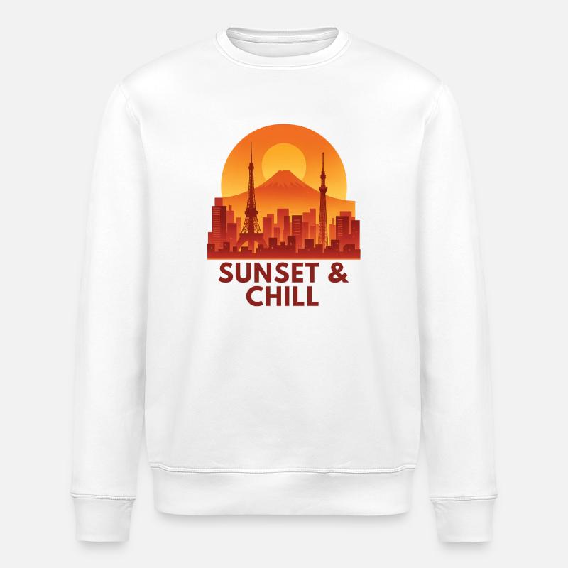 Tranquillité de Sunset City - Sweat bio ROLLER Stanley/Stella Unisexe - blanc