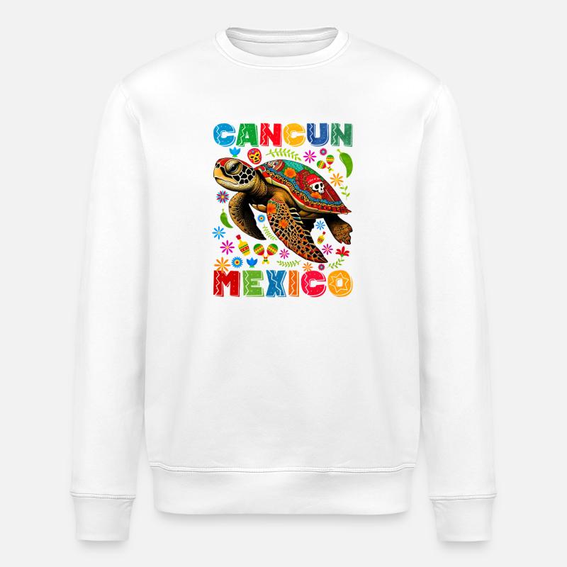 Bunte Schildkröte Cancun Mexiko - Stanley/Stella Unisex Bio-Sweatshirt ROLLER - Weiß