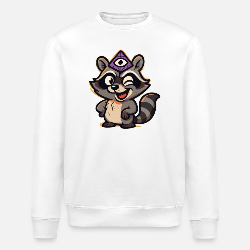 Joyeux petit raton laveur - Sweat bio ROLLER Stanley/Stella Unisexe - blanc