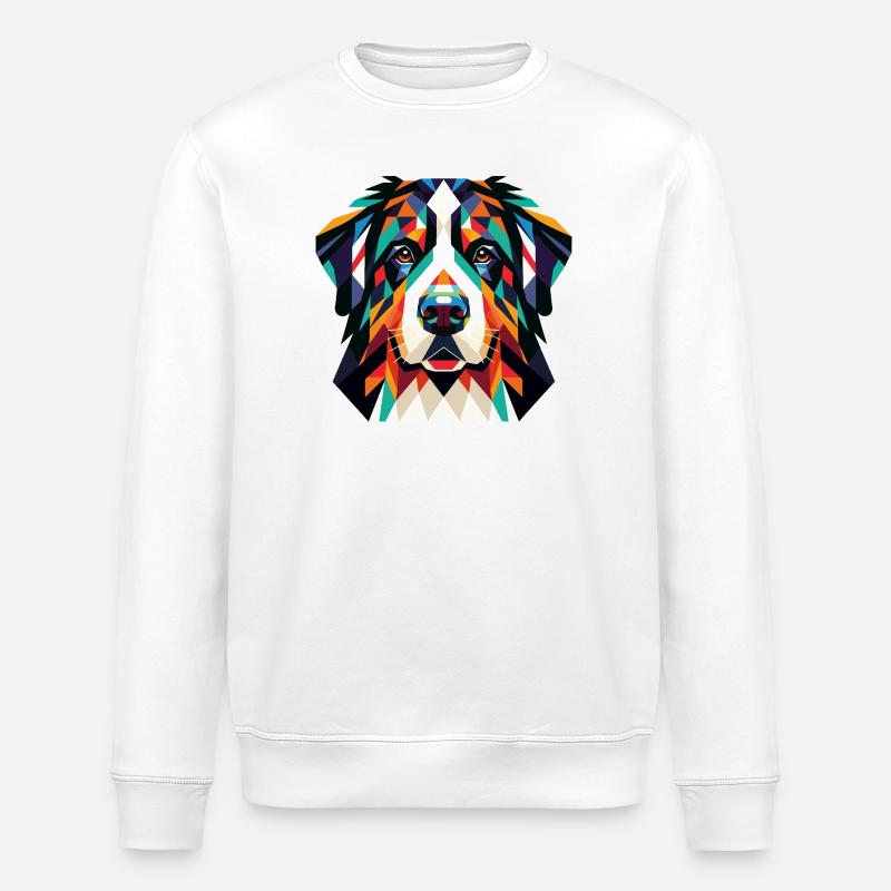 Geometrischer Prismahund – Farbiges Gesicht - Stanley/Stella Unisex Bio-Sweatshirt ROLLER - Weiß