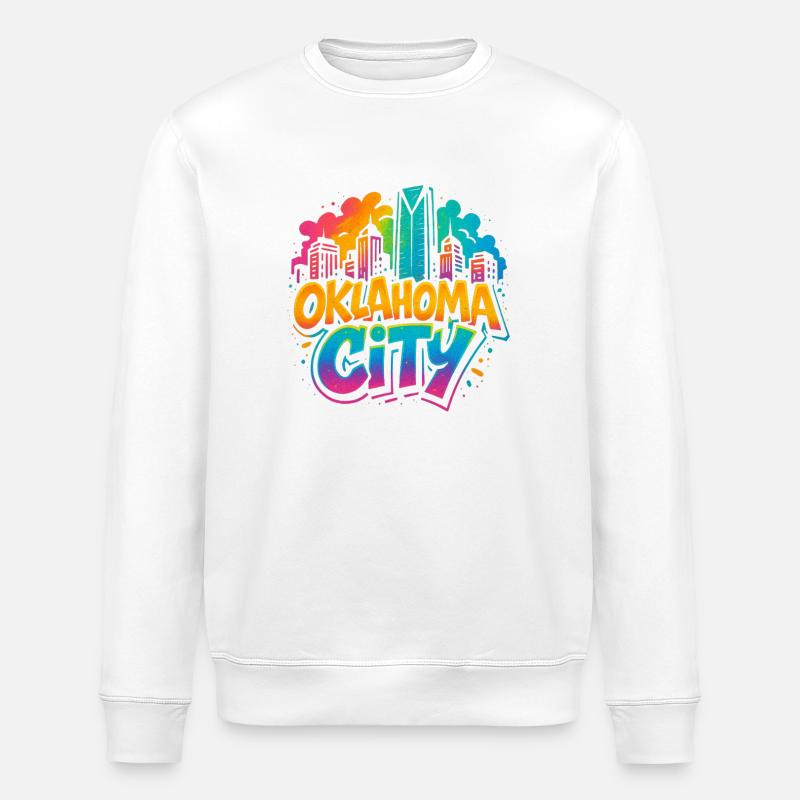 Oklahoma City Neon Skyline - Stanley/Stella Unisex Bio-Sweatshirt ROLLER - Weiß