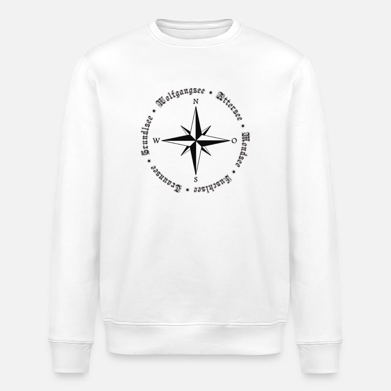 Salzkammergut Kompass 6 Seen Design - Stanley/Stella Unisex Bio-Sweatshirt ROLLER - Weiß