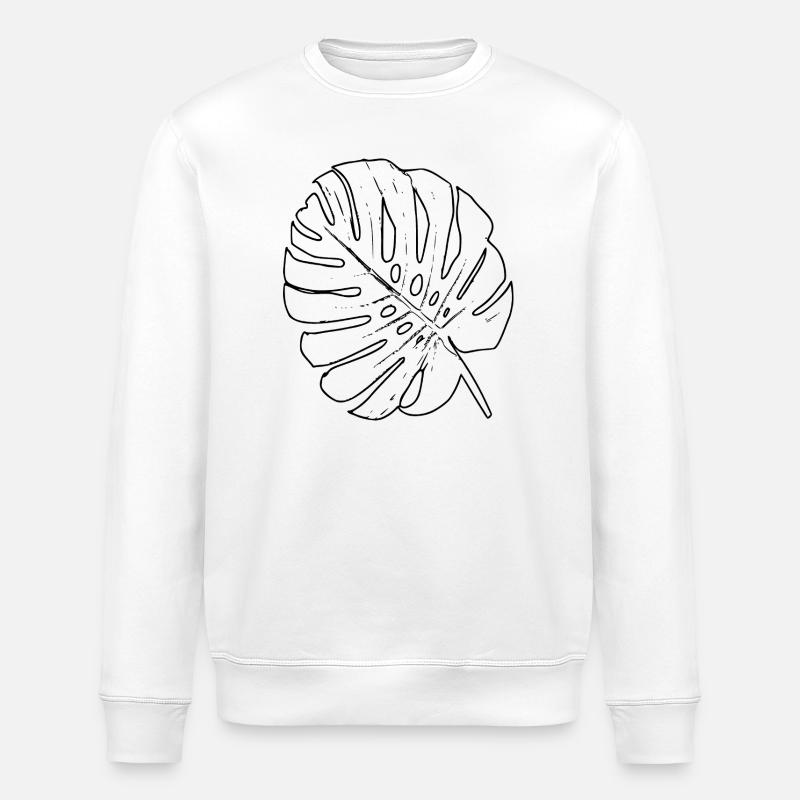 Contour de la feuille de Monstera - Sweat bio ROLLER Stanley/Stella Unisexe - blanc