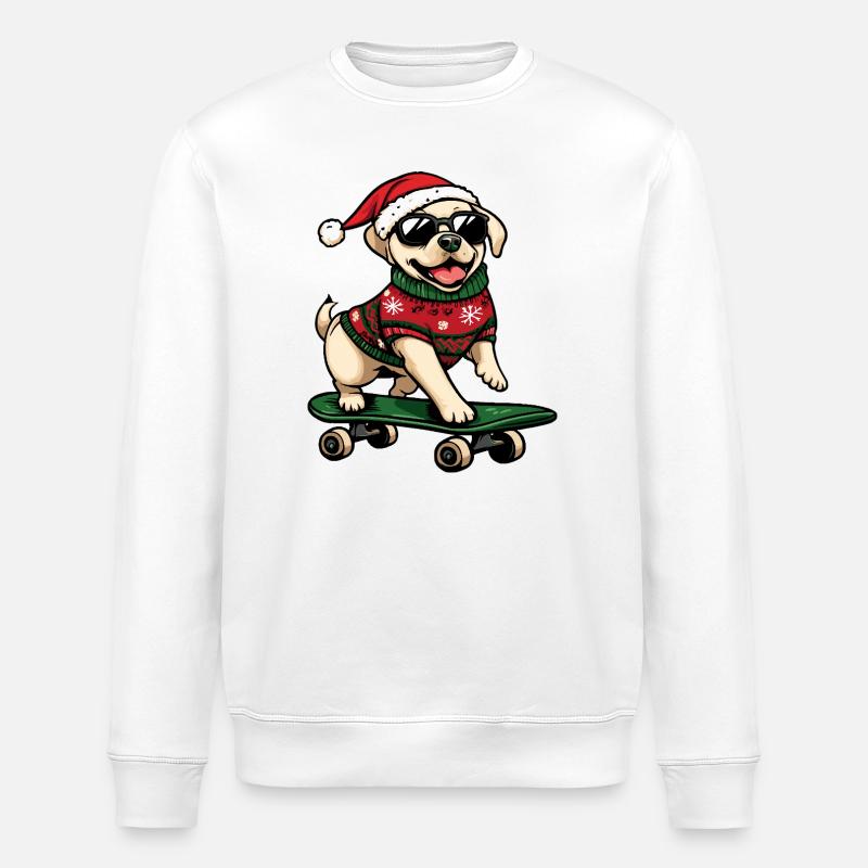 Labrador Chien Noël Drôle - Sweat bio ROLLER Stanley/Stella Unisexe - blanc
