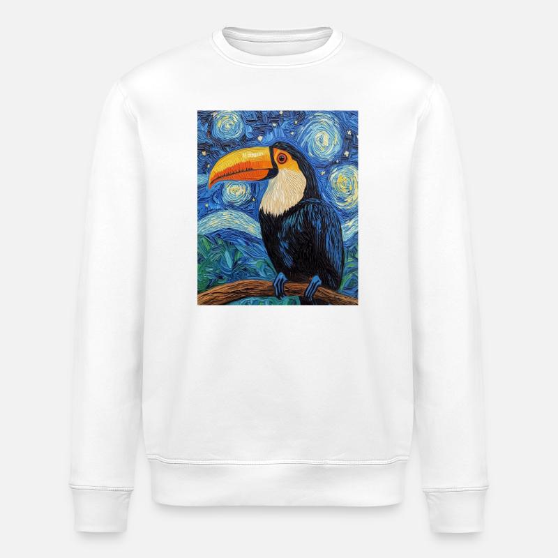 Toucan Oiseau Style Van Gogh - Sweat bio ROLLER Stanley/Stella Unisexe - blanc