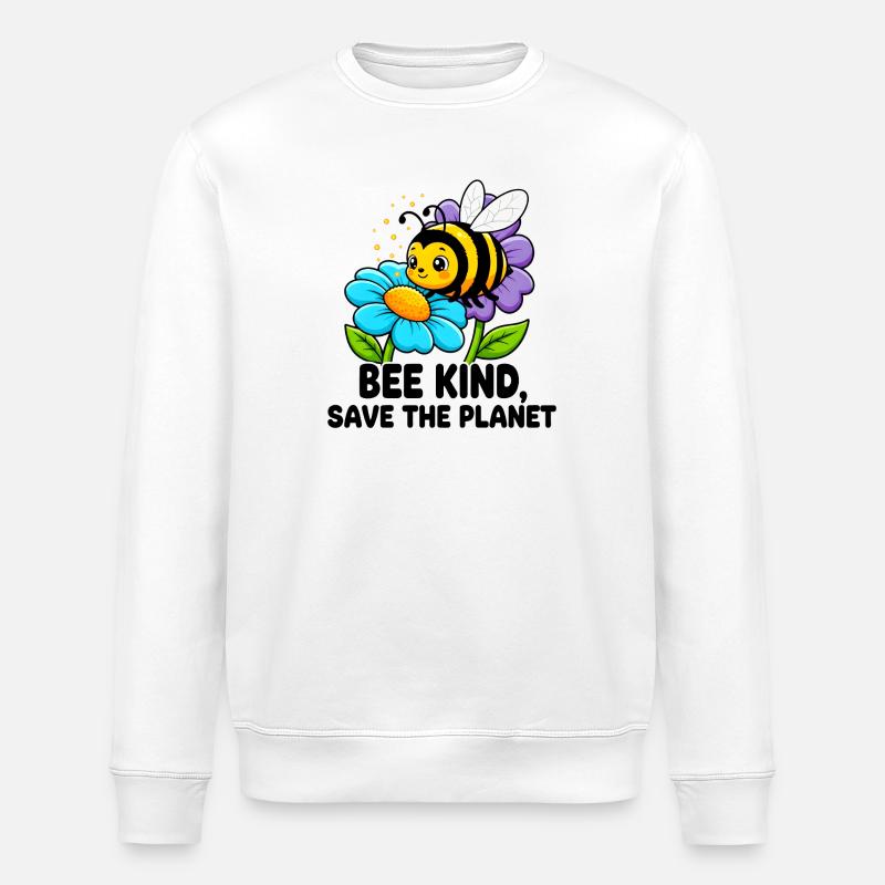 Biene rettet den Planeten - Stanley/Stella Unisex Bio-Sweatshirt ROLLER - Weiß