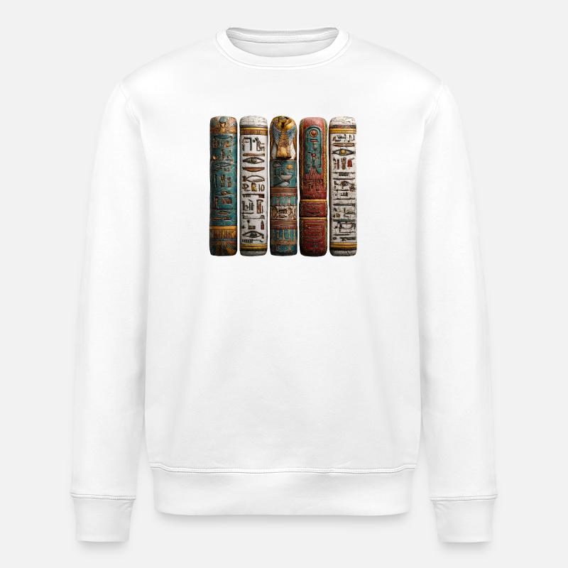 Reading hieroglyphic stelae is a science - Stanley/Stella ROLLER Unisex Organic Sweatshirt - white