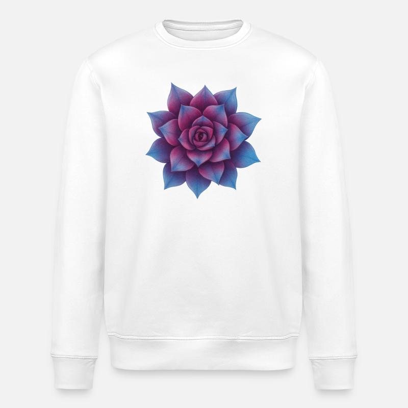 Fleur de rosette azur - Sweat bio ROLLER Stanley/Stella Unisexe - blanc