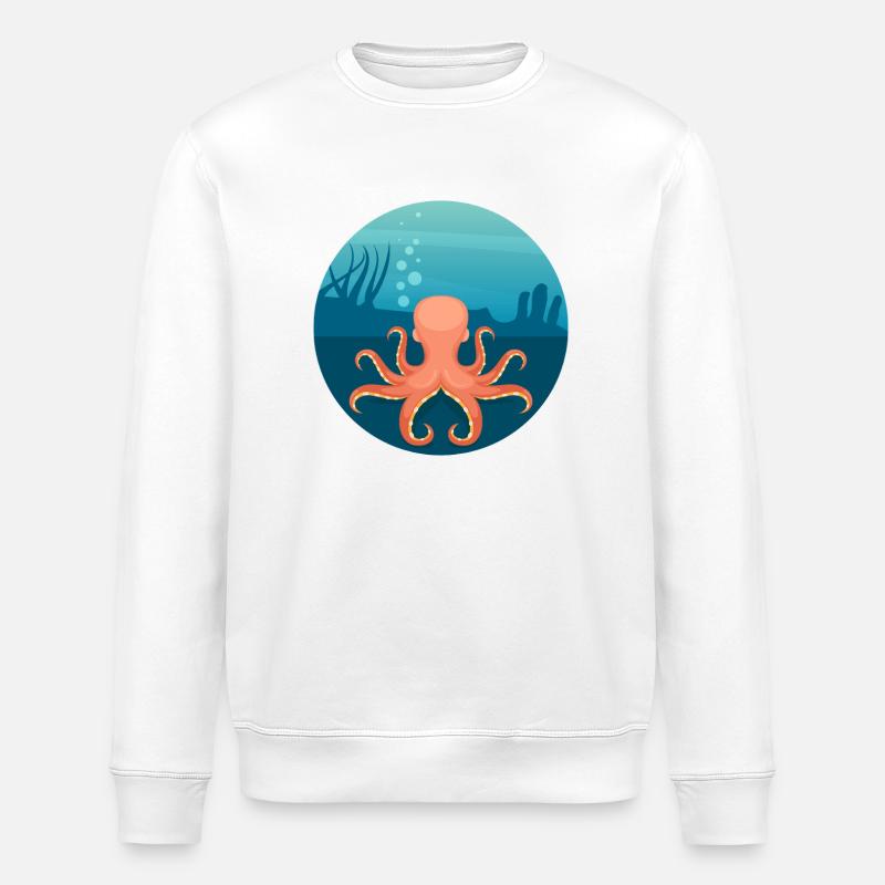 Nautic Design Octopus Sous-marin Cercle Art - Sweat bio ROLLER Stanley/Stella Unisexe - blanc