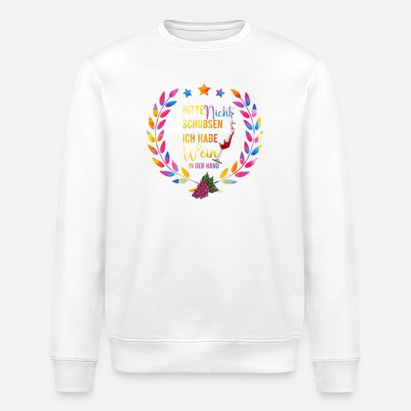Bunte Wein Nacht Spruch - Stanley/Stella Unisex Bio-Sweatshirt ROLLER - Weiß