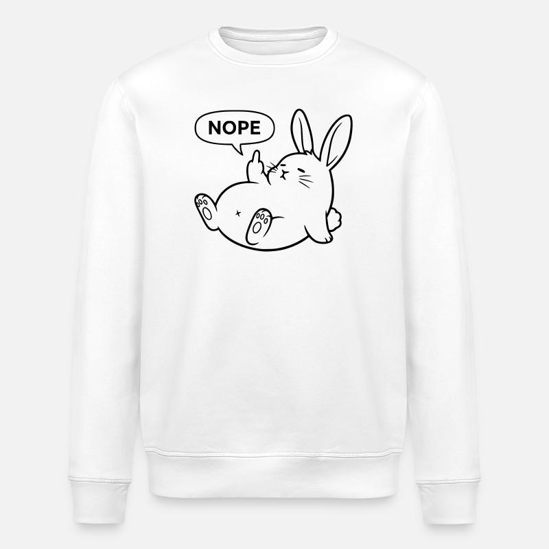 Nope Rabbit | Naughty Bunny Statement - Stanley/Stella ROLLER Unisex Organic Sweatshirt - white
