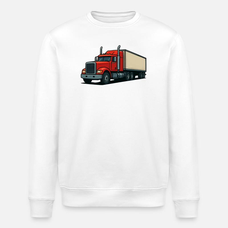 Roter Lastwagen Cartoon - Stanley/Stella Unisex Bio-Sweatshirt ROLLER - Weiß