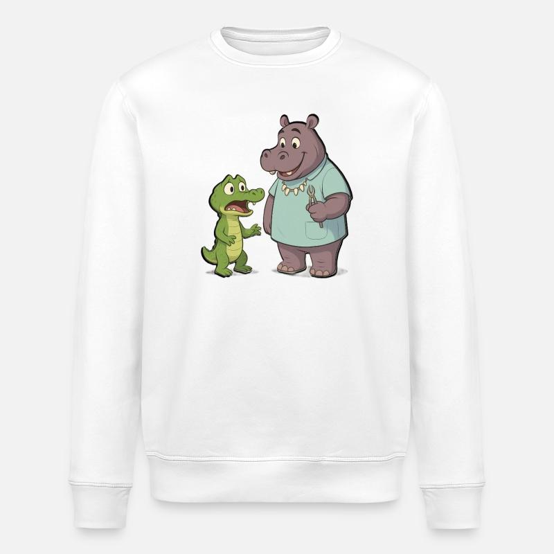 Hippo dentiste et Crocodile Aventure - Sweat bio ROLLER Stanley/Stella Unisexe - blanc