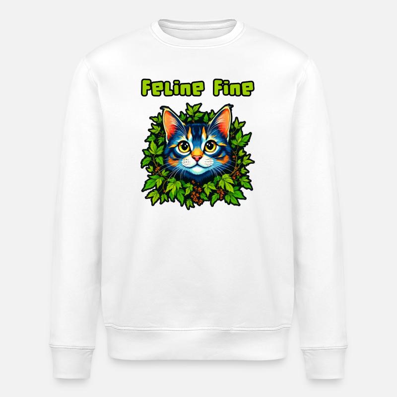 Feline Fine #1 - Stanley/Stella ROLLER Unisex Organic Sweatshirt - white