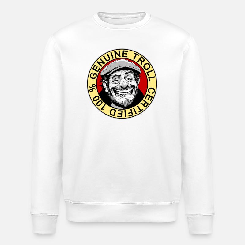 Véritable badge certifié Troll - Sweat bio ROLLER Stanley/Stella Unisexe - blanc