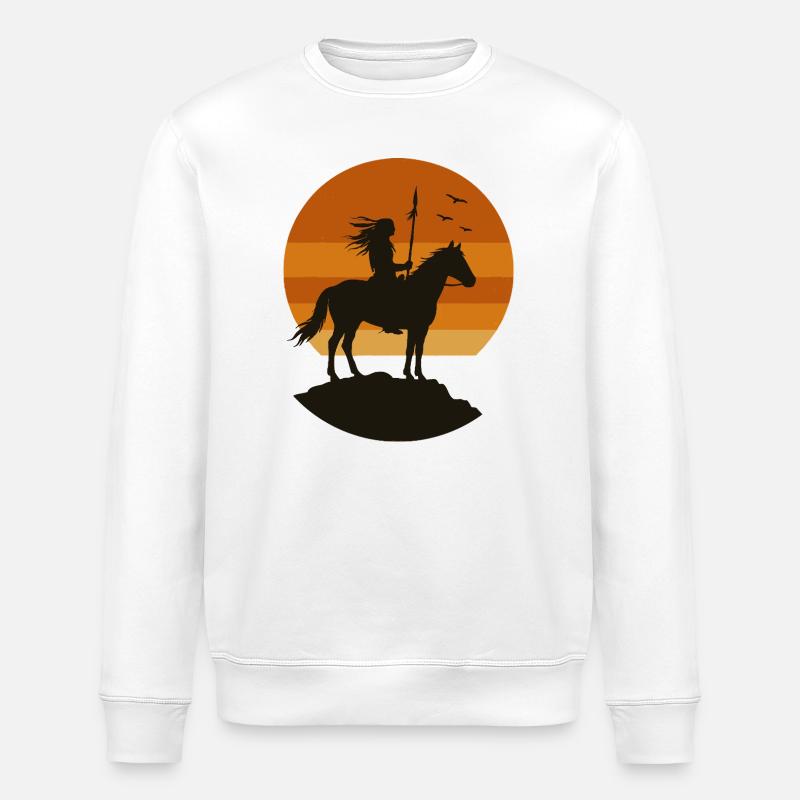 Sonnenuntergang Reiter Silhouette - Stanley/Stella Unisex Bio-Sweatshirt ROLLER - Weiß