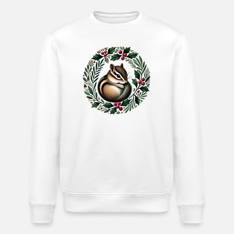Couronne de houx Squirrel Charm - Sweat bio ROLLER Stanley/Stella Unisexe - blanc