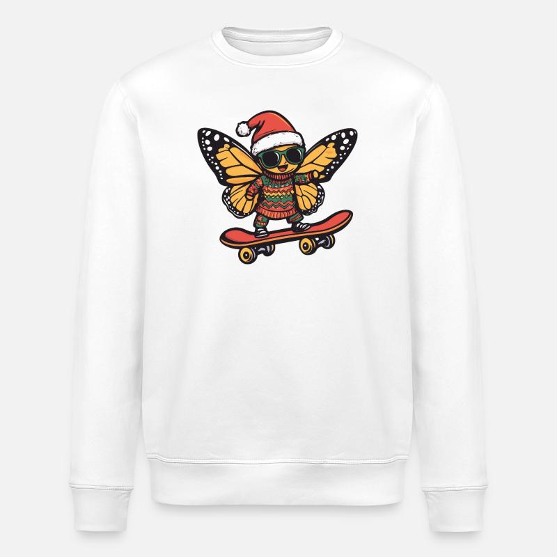 Papillon Noël Drôle - Sweat bio ROLLER Stanley/Stella Unisexe - blanc