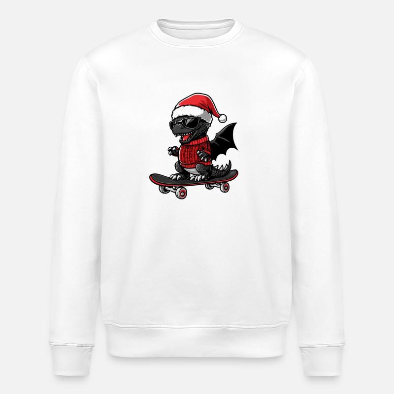 Dragon Noël Drôle - Sweat bio ROLLER Stanley/Stella Unisexe - blanc