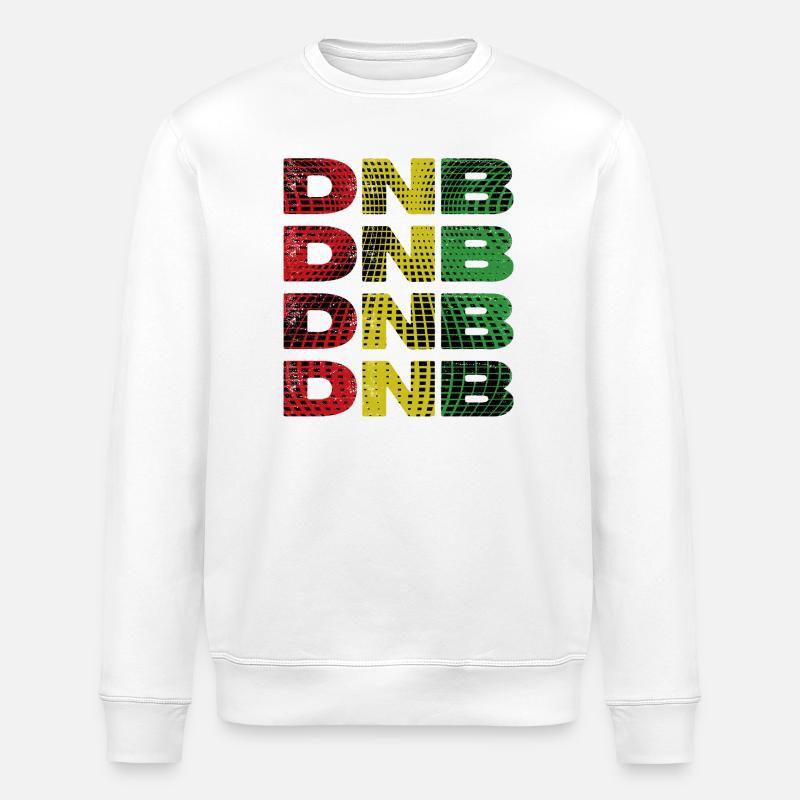 DNB Grid Rainbow Print - Stanley/Stella ROLLER Unisex Organic Sweatshirt - white