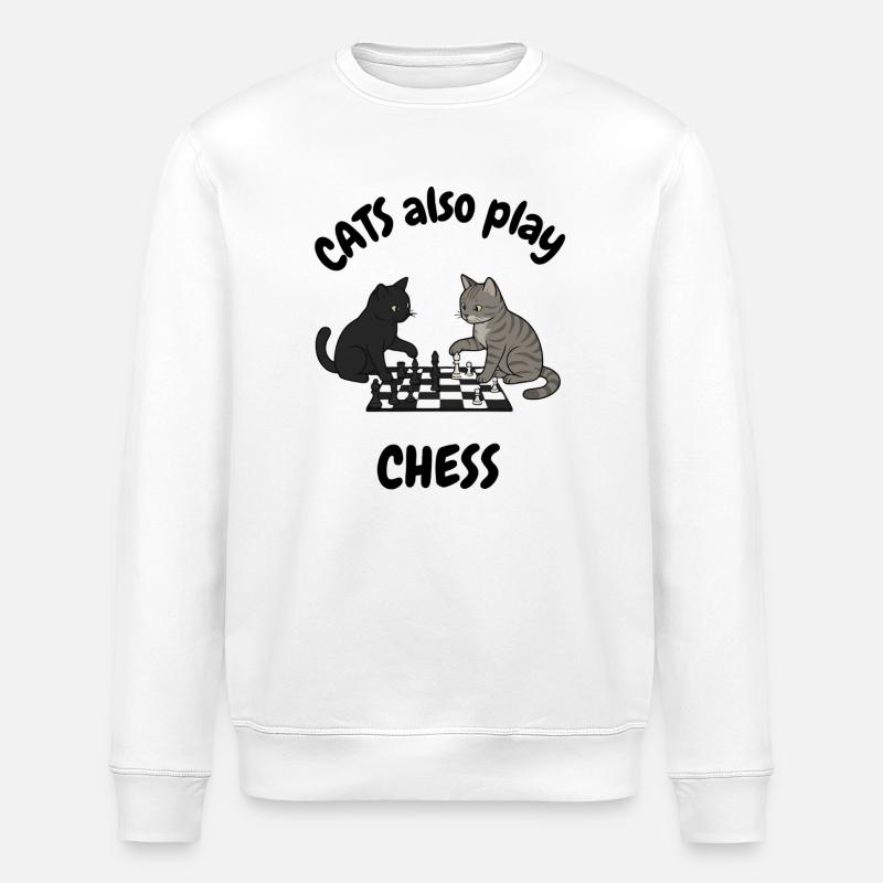 Cat also play chess - Stanley/Stella ROLLER Unisex Organic Sweatshirt - white