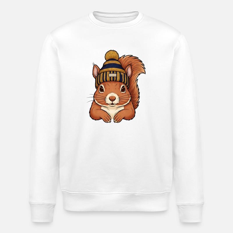 Eichhörnchen mit Mütze – Winter Outfit - Stanley/Stella Unisex Bio-Sweatshirt ROLLER - Weiß