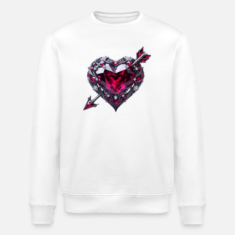 Ruby heart - Stanley/Stella ROLLER Unisex Organic Sweatshirt - white