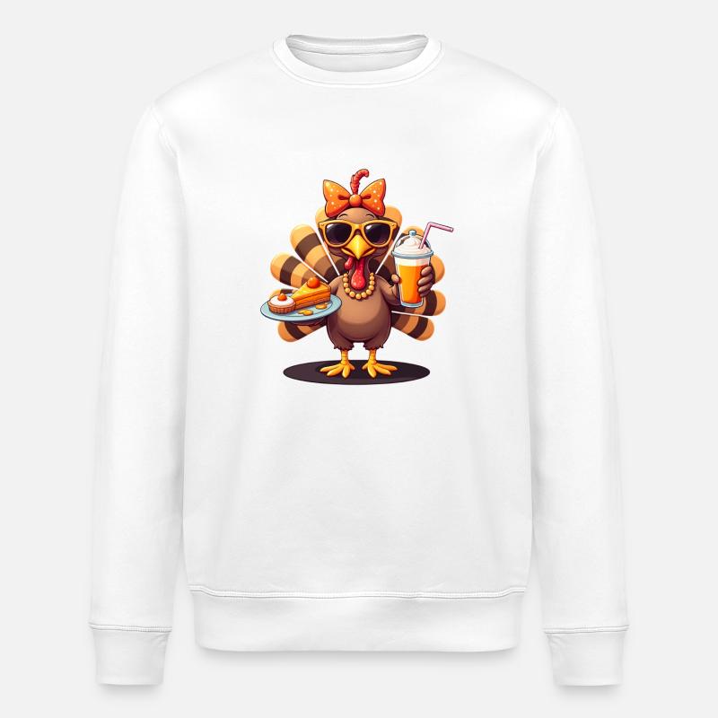 Thanksgiving Truthahn Mit Sonnenbrille - Stanley/Stella Unisex Bio-Sweatshirt ROLLER - Weiß