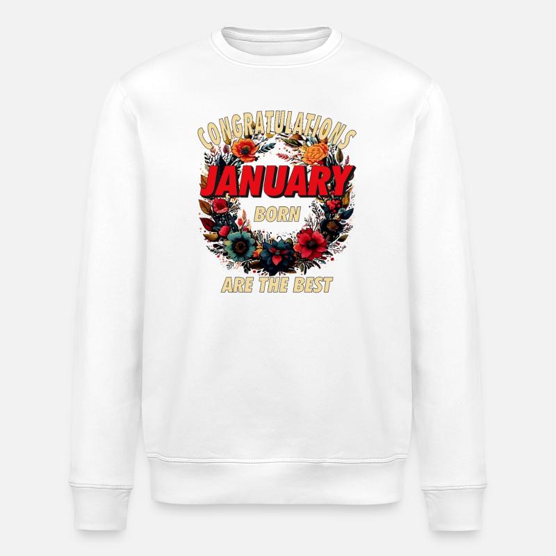 FÉLICITATIONS JANVIER - Sweat bio ROLLER Stanley/Stella Unisexe - blanc