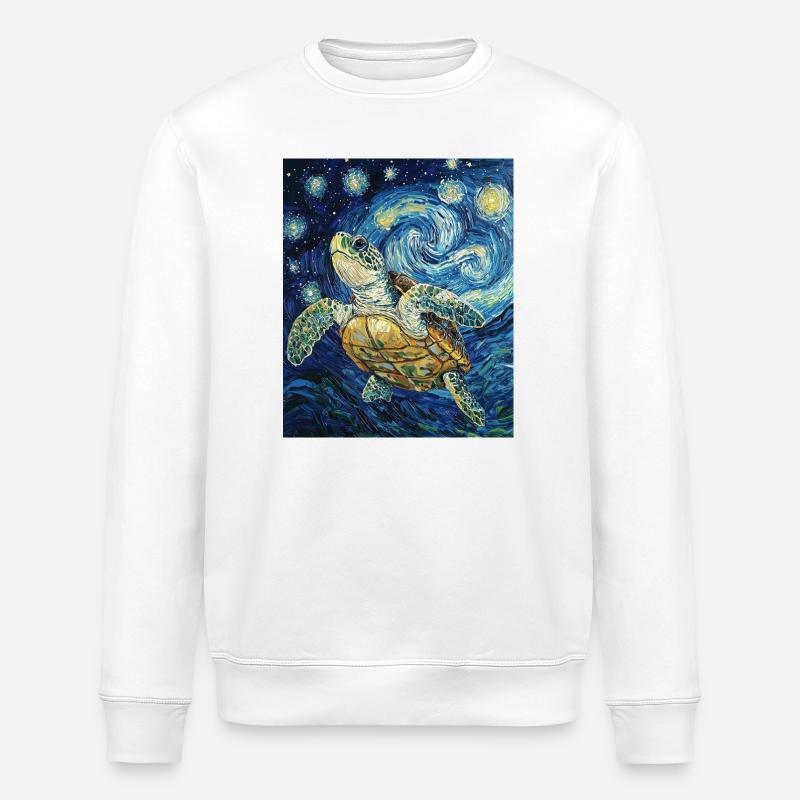 Schildkröte Van Gogh Style - Stanley/Stella Unisex Bio-Sweatshirt ROLLER - Weiß