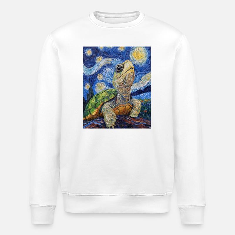 Turtle Van Gogh Style - Stanley/Stella ROLLER Unisex Organic Sweatshirt - white