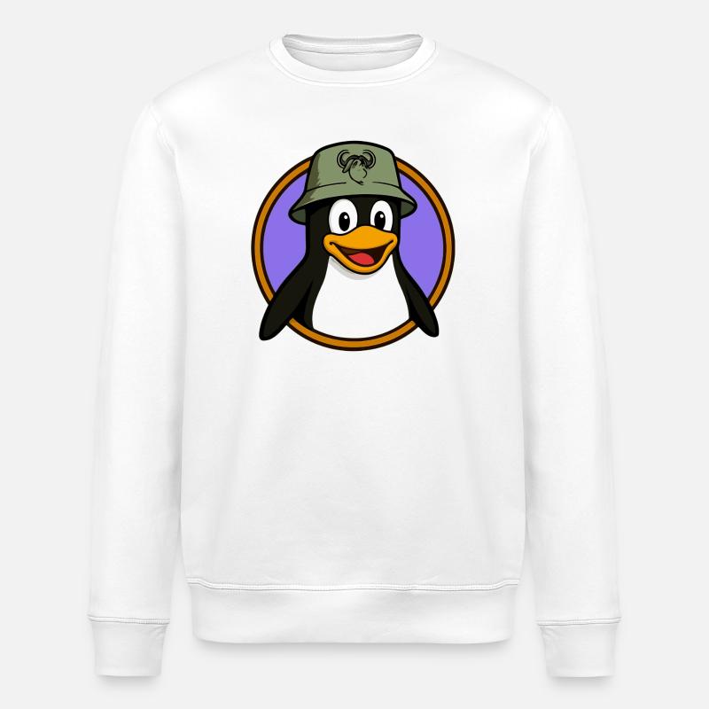 Tux Linux + GNU Hat - Stanley/Stella ROLLER Unisex Organic Sweatshirt - white