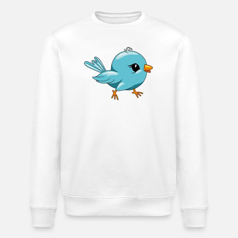 Oiseau bleu heureux mignon - Sweat bio ROLLER Stanley/Stella Unisexe - blanc
