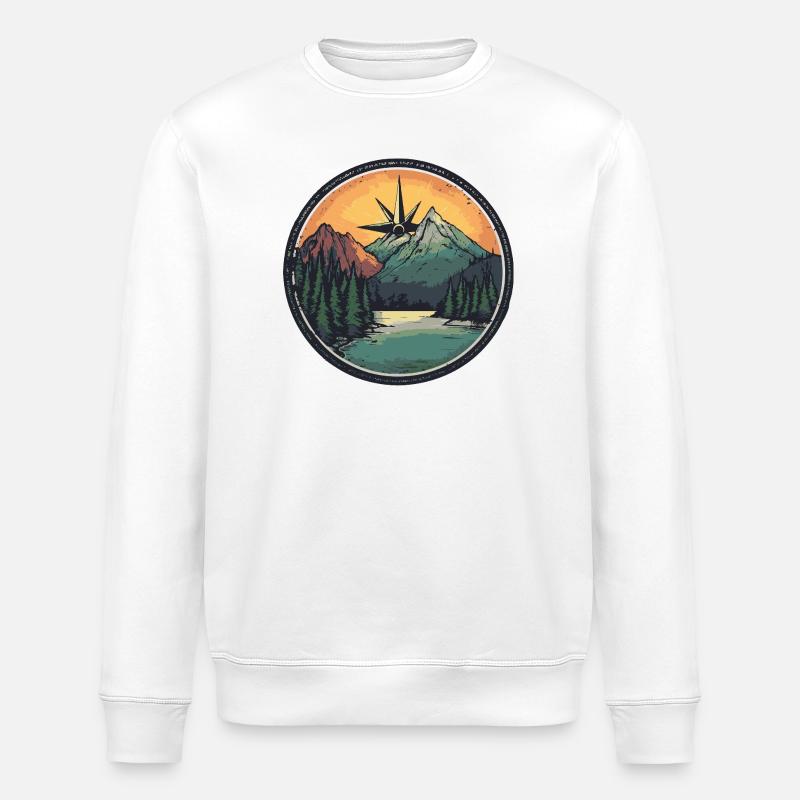 Berge Kompass - Stanley/Stella Unisex Bio-Sweatshirt ROLLER - Weiß