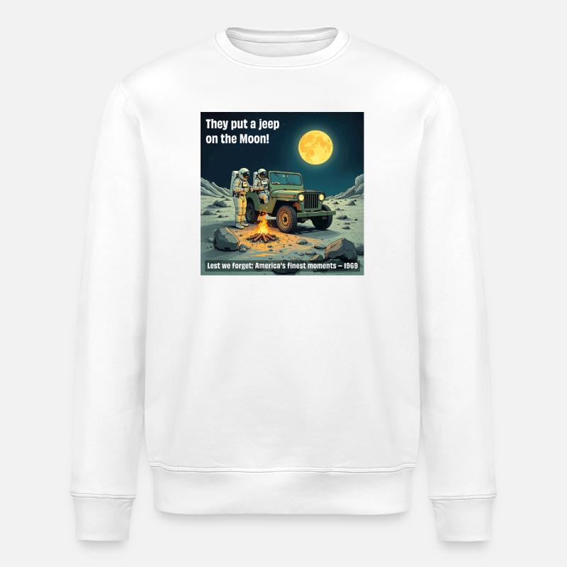 Mond Jeep Abenteuer 1969 - Stanley/Stella Unisex Bio-Sweatshirt ROLLER - Weiß