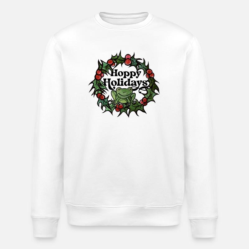 Frosch im Stechpalmenkranz - Stanley/Stella Unisex Bio-Sweatshirt ROLLER - Weiß